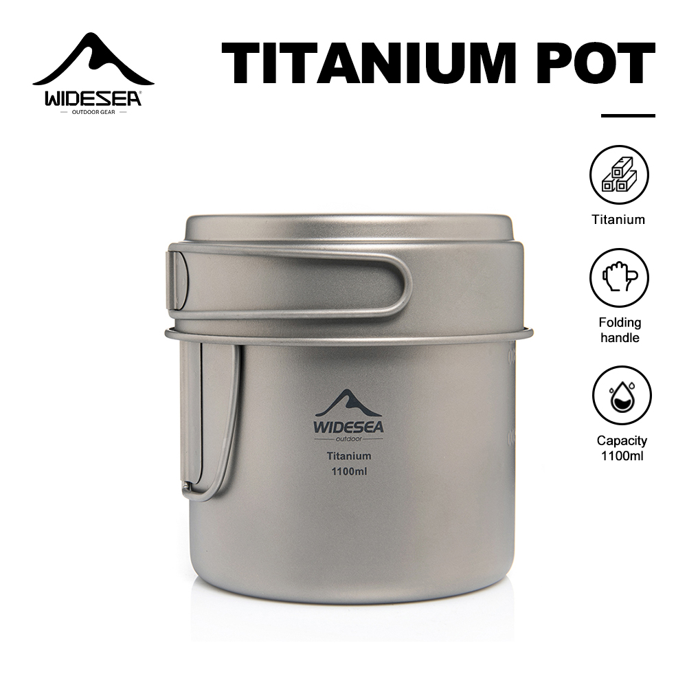Camping Cooking Pot Set - Widesea Ultralight Titanium Camping Pot 1100ml