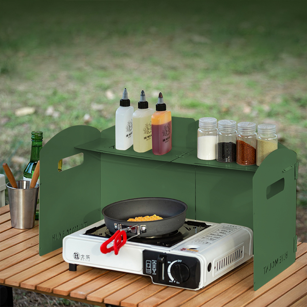 Camping Cooking Windscreen - Foldable Gas Stove Windproof Screen with
