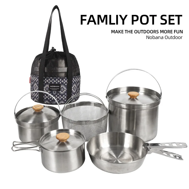 Camping Cooking Pot Set - 2026 New Outdoor Stainless Steel Pot
