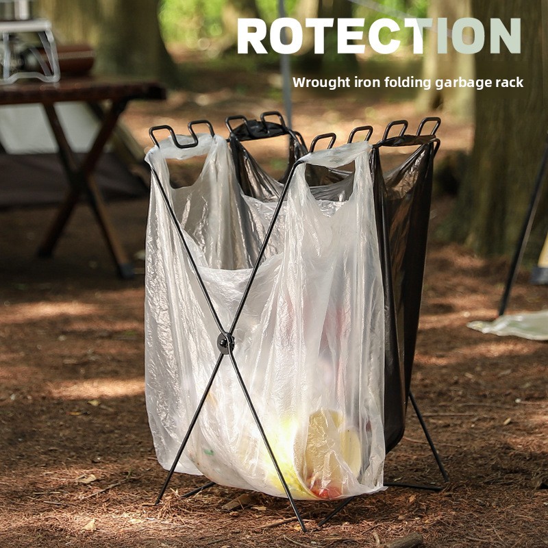 Camping Cooking Organizer - Portable Folding Garbage Bag Holder, Outdoor