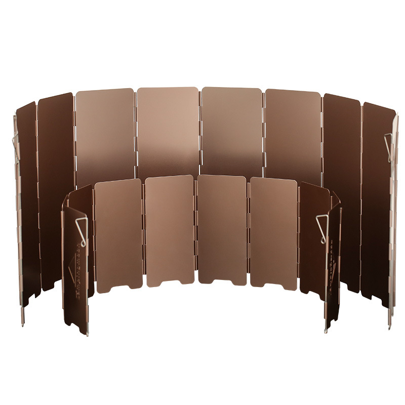 Camping Cooking Windscreen - 10 Plates Bronze-coloured Folding Outdoor Camping