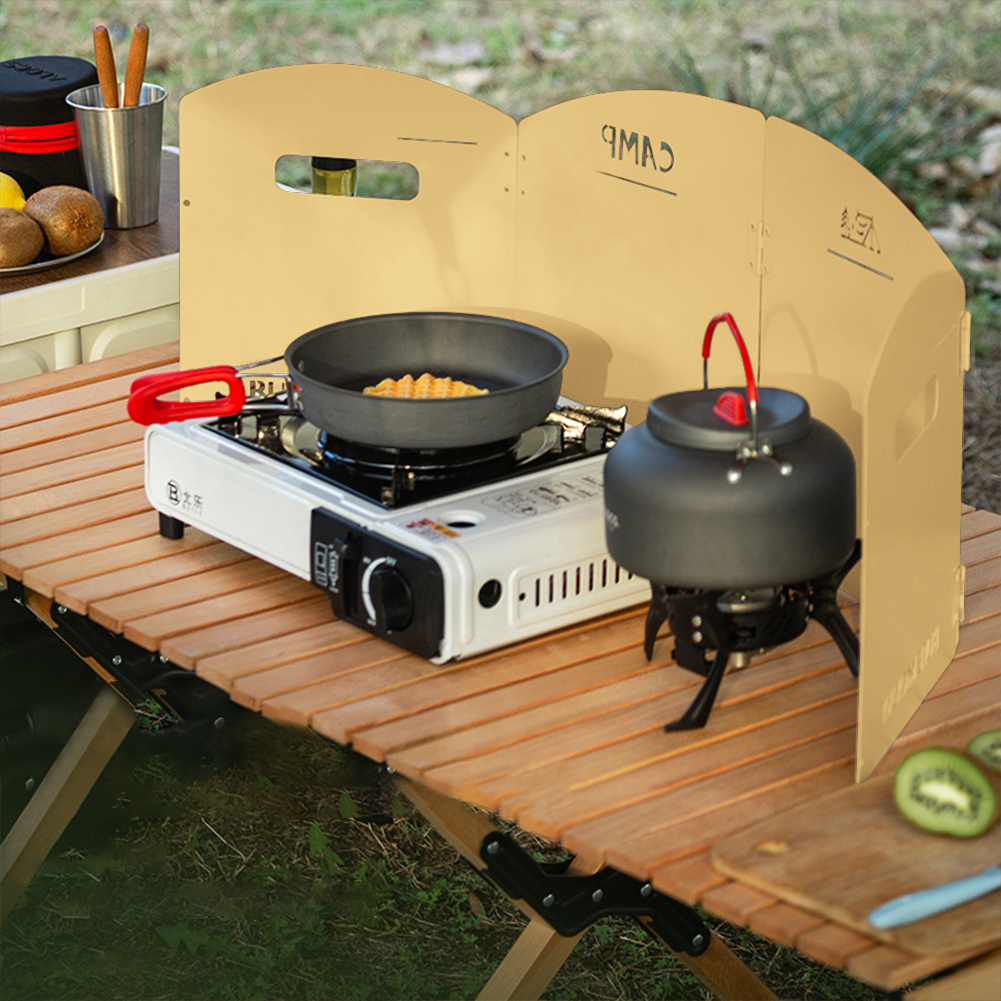 Camping Cooking Windscreen - Foldable Camping Gas Stove Windshield with