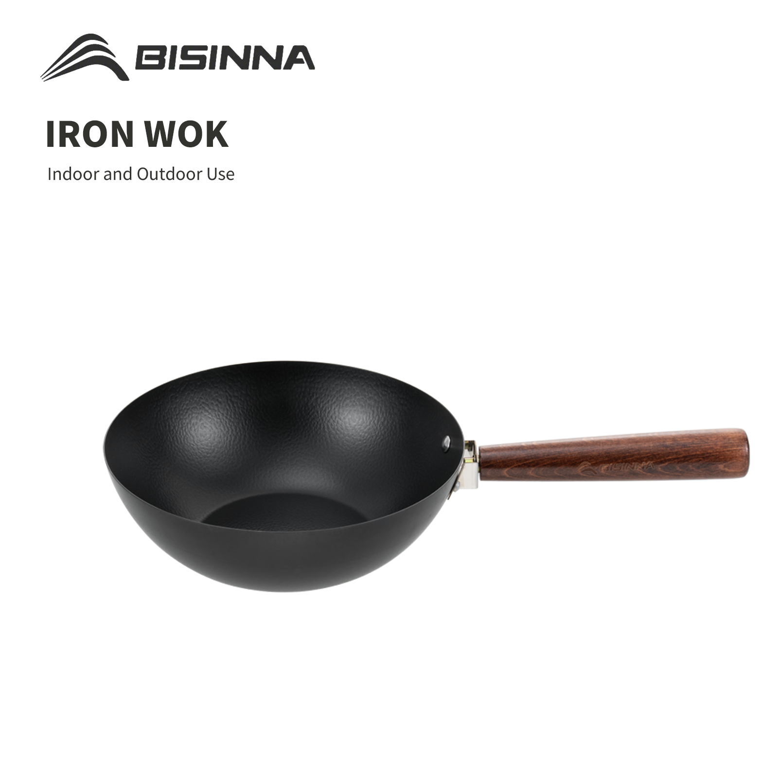Camping Cooking Candle - BISINNA 24cm Iron Wok Kitchen Non