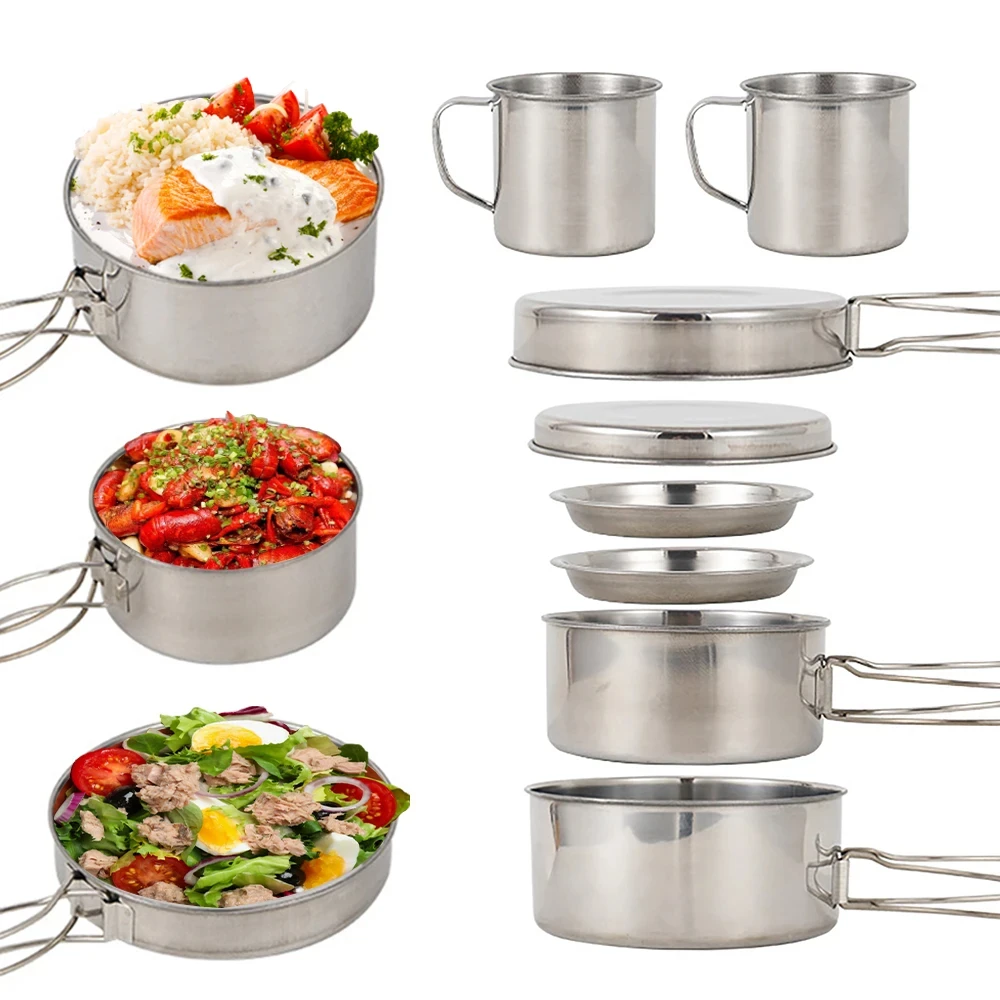 8pcs/Set Camping Cookware Mess - огляд і ціна Camping Cooking Kitchen Set